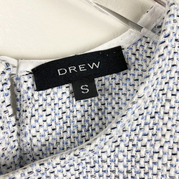 DREW | Anthro Blue & White Tweed Tank Top Fringe - Picture 5 of 7